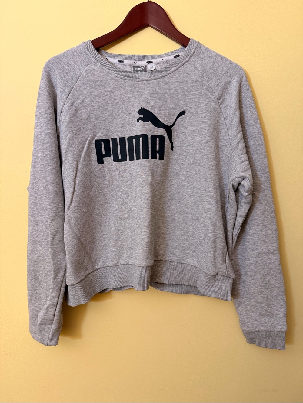 Puma Heather Grey Essentials Big Logo Crewneck Sweatshirt Large G